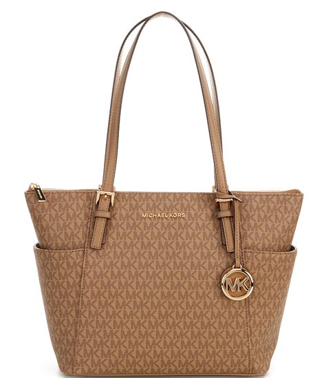 michael kors east west top zip signature tote